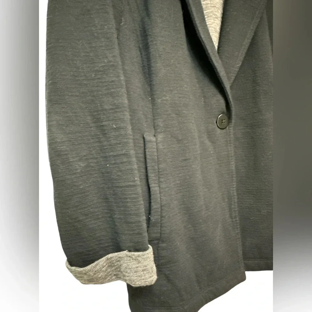Matty M Womens Black Shawl Neck Casual Knit Roll Sleeve Open Front Blazer
